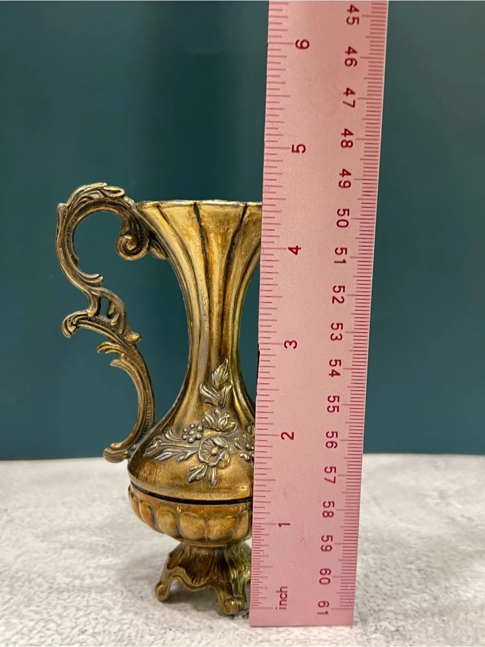 Mid Century Italian Ornate Brass Bud Vase Rococo Hollywood Regency Neoclassical